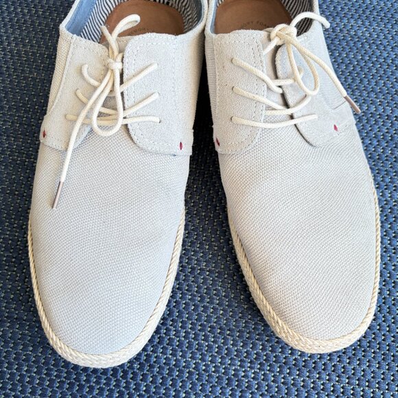 Stacy Adams Canvas Espadrille Derby Shoe Beige Lace Up Men's 11 - Pre-owned - Picture 4 of 11